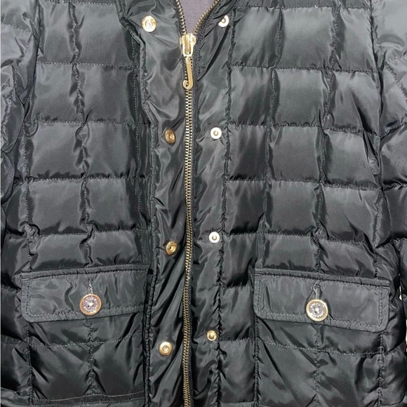 Y2K Juicy Couture Black Puffer Jacket Small Gold Button Coquette Winter Coat - Picture 5 of 7